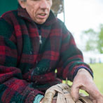 Owen Jones making an oak swill at Hatfield Living Crafts fair 2017